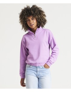 A-JH037-Womens Cropped 1/4 Zip Sweat 2